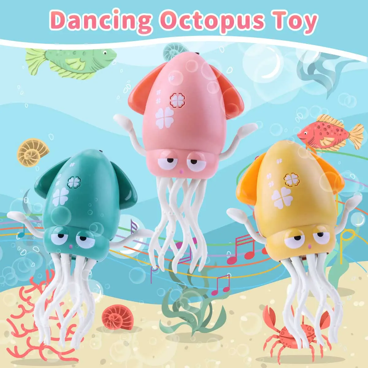 Dancing Squid Toy for Kids with LED Lights & Music, Crazy 8-Leg Action Octopus with Smart Obstacle Avoidance, Toddler Toys for Interactive Fun Gifts Sensory Motor Skills Imaginative Play summerwins