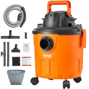 fathersdaygift VEVOR Shop Vacuum Wet And Dry, 5 Gallon 6 Peak HP Wet/Dry Vac, Powerful Suction with Blower Function with Attachments 2-in-1 Crevice Nozzle, Small Shop Vac Perfect for Carpet Debris, Pet Hair, Car