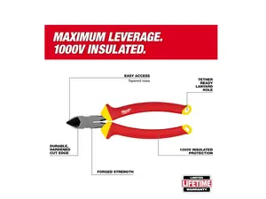 Milwaukee 1000V Insulated 8" Diagonal Cutting Pliers 48-22-2208