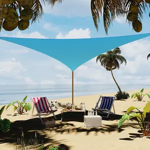 Triangle Sun Shade Sail 12x12x12FT - HDPE UV Block Shade Cloth for Patio Backyard, Curved Edge Outdoor Sunshade Canopy for Garden Pool Deck