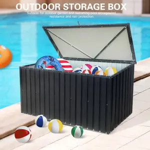 Outdoor Metal Storage Box - Small Organiser for Garden & Patio - Ideal for Cushions Pillows Blankets & Toys - Easy Assembly - Stylish Design