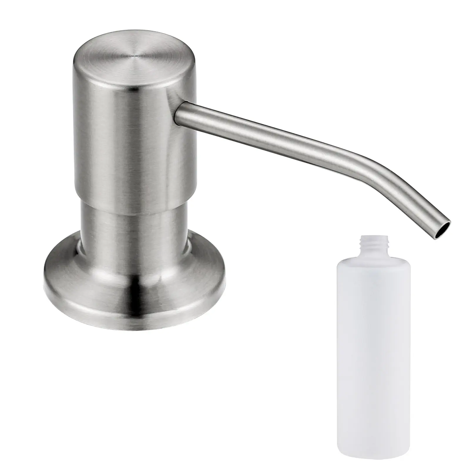 WOWOW Multifunctional Stainless Steel Pump Soap Dispenser - Brushed Nickel Finish, Straight Nozzle, Refillable Soap Dispenser Container for Kitchen Fixture Accessories, Pump Soap Dispensers, Refillable Soap Dispensers