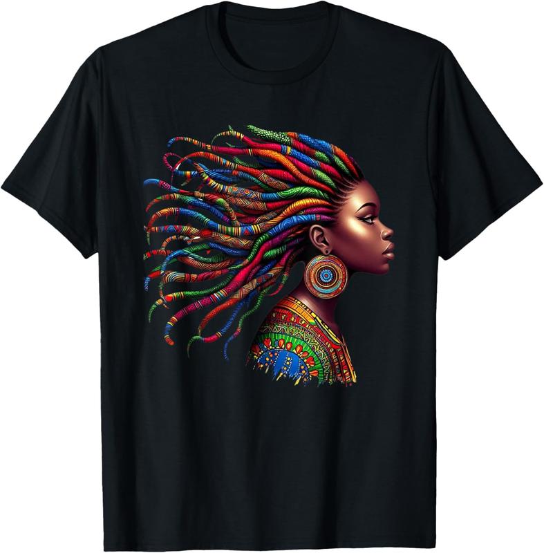 Rainbow Dashiki African Tribal Woman Natural Roots Casual Short Sleeve Cotton T-Shirt