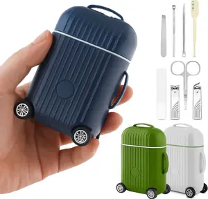 8-Piece Nail Clippers Set With Mini Travel Suitcase, Portable Personal Grooming Kit With Fingernail Clippers, Nail File, Slant Tip Tweezers, Cuticle Scissors for Men and Women