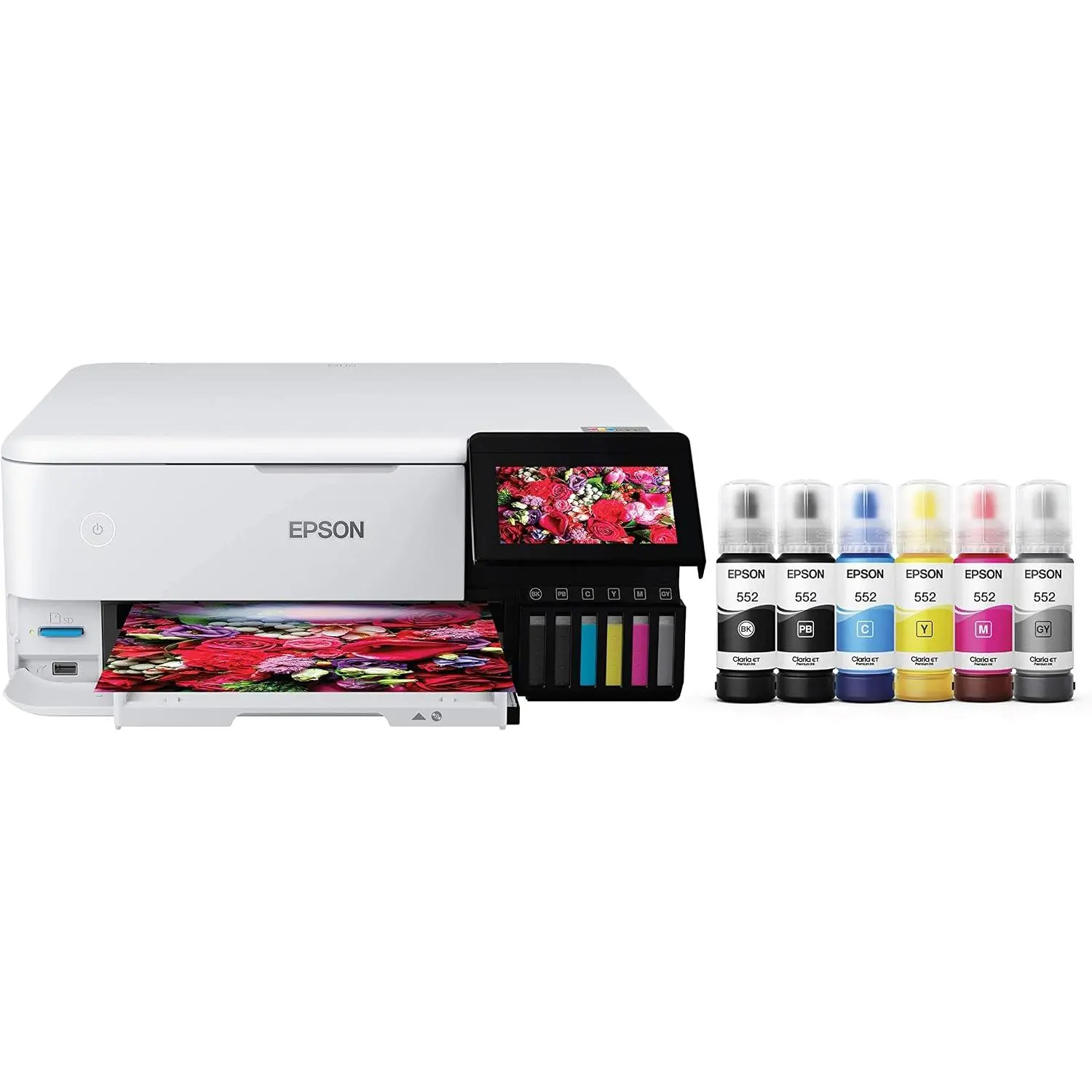 Epson EcoTank Photo ET-8500 Wireless Color All-in-One Supertank Printer | Cartridge-free 6-color photo print, scan, copy; up to 16 ppm, USB and memory card support; ideal for creative projects