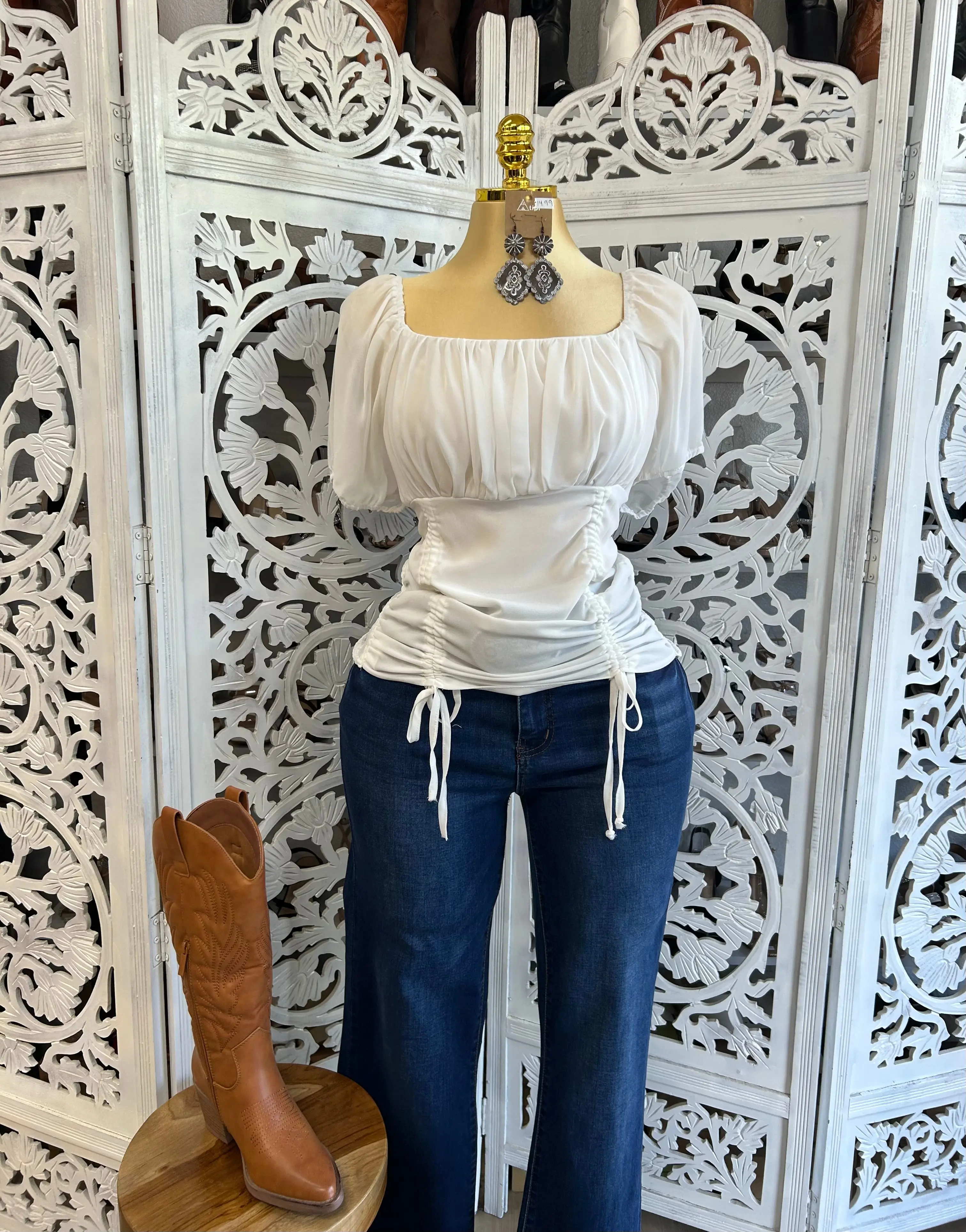 White Drawstring classy top