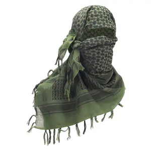 Authentic Shemagh Head Scarf Keffiyeh Balaclava Pakistani Palestine for Men and Woman OD GREEN