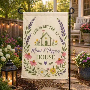 [Sale off up to 50%] Personalized Floral Garden Flags, Nana Grammy Grandmother Personalized Flags, Grandparents Custom Names, Mother's Day Gift for Mimi Gigi Mama