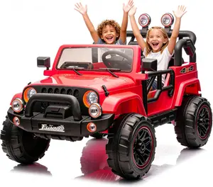 24V Kids Ride On Electric Car with Parent Remote Control, 2WD Ride-On Toy for Ages 3–6, High/Low Speed, Rear Suspension, Trunk Storage, Pull Handle, Bluetooth, USB, LED Lights (Red)