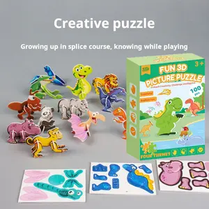 (100 pcs) 3D animal jigsaw set, puzzle toys  and gifts for children to play with. 3D Paper Creative DIY Puzzle,The set contains puzzles of animals, insects, dinosaurs and airplanes.Boost imagination, sharpen focus, & build hands-on skills.educate