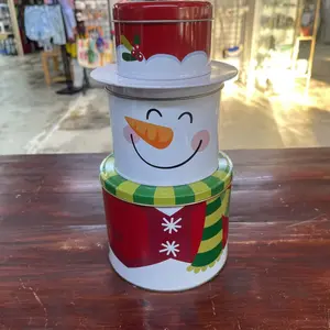 Celebrate it Snowman tin container set xmas light Mistletoe snowflake snow decor