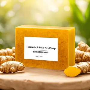 Exfoliating soap containing turmeric and kojic acid, hand-made cold ginger soap for bathing and facial care, Body Cleanser