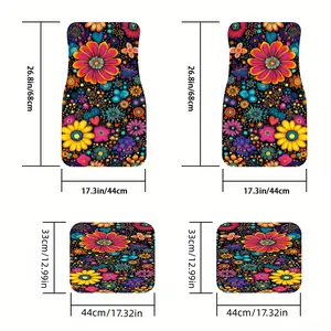 5 piece set of colorful petal print car floor mats and trunk mats stylish stain resistant non slip easy to clean high end and comfortable car floor mats suitable for all vehicles