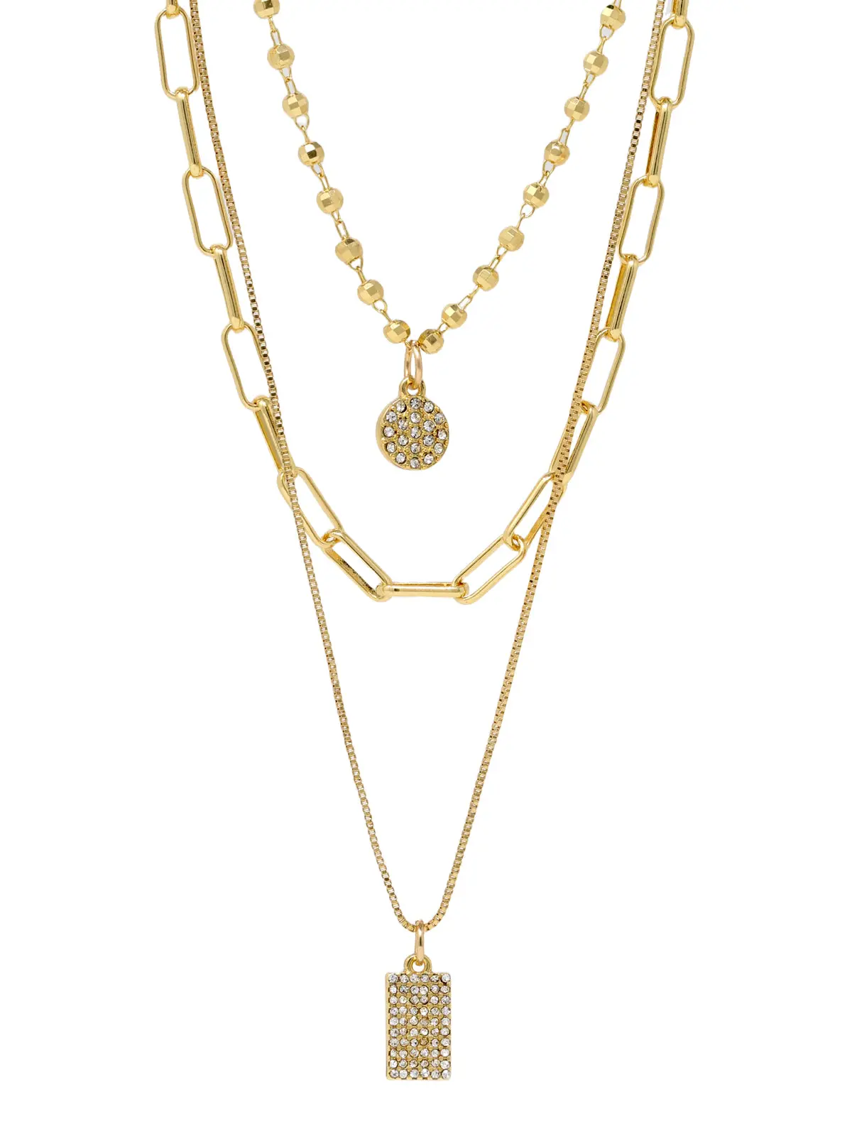 Bauble Sky Lux Triple Layered Pendant Necklace - Elegant Design with Layered Pieces for Versatile Wear
