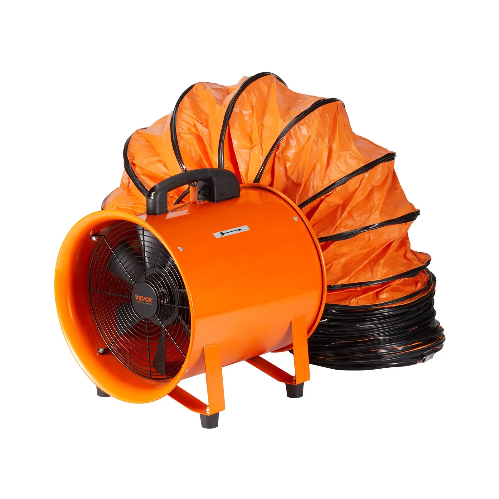 【Summerfinds】VEVOR 120V Heavy-Duty Duct Fan, 8 Inch Cylinder Shape Blower with Portable Grip, Sturdy Steel Frame, 33ft Duct Hose, 195W 1070CFM Shop Exhaust, IP44 Rated, 28.4 lbs Industrial Utility Blower for Kitchen Dust & Smoke Suction