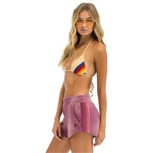 5 STRIPE POCKET CLUB SHORTS - FADED BERRY