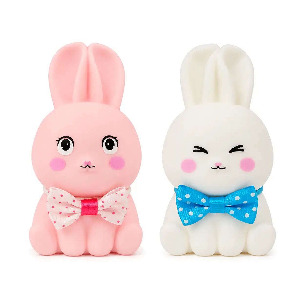 Cute Bow Tie Bunny Squishy Toy, 10cm Shaving Cream Filled Rabbit Squeeze Toy, Pink & White Kawaii Sensory Fidget Toy, Cute Desk Toy & Gift for Teens and Adults
