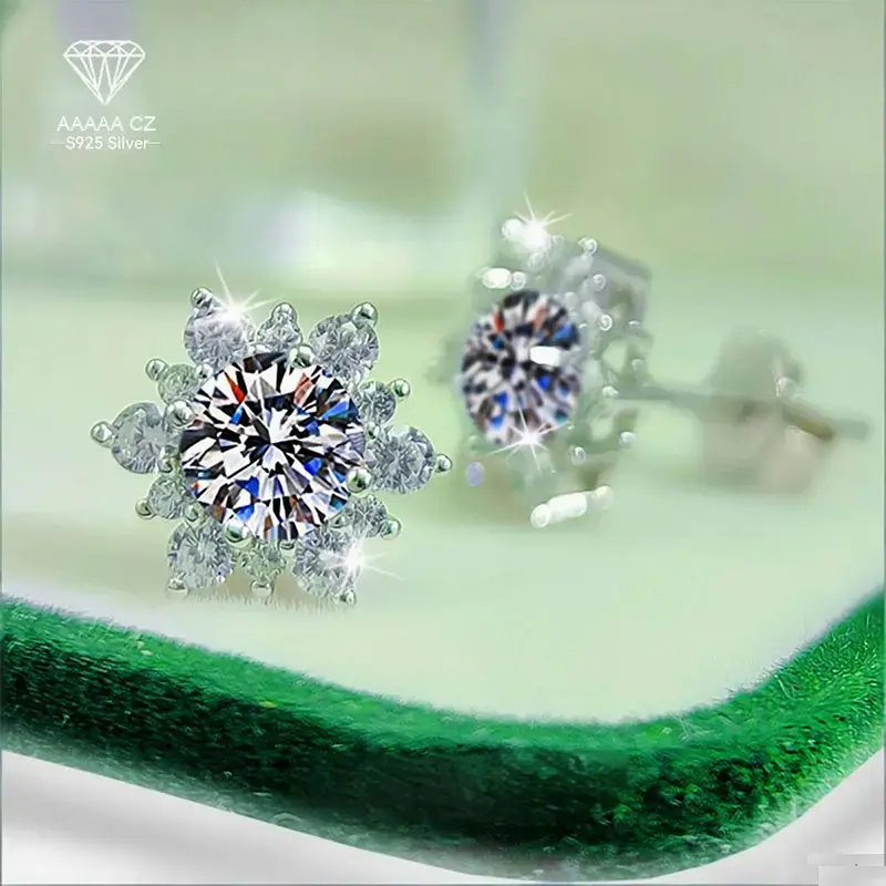 925 Sterling Silver 5A Cubic Zirconia Snowflake Drop Earrings Dainty Sparkly Jewelry For Women Ideal Birthday Valentine Teacher Christmas New Year Holiday Daily Party Gift Accessories