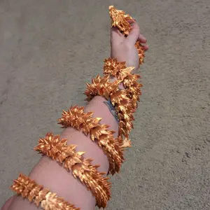44” Gold Articulated Dragon – Flexible Fidget Fantasy Desk Pet – 3D Printed Collectible