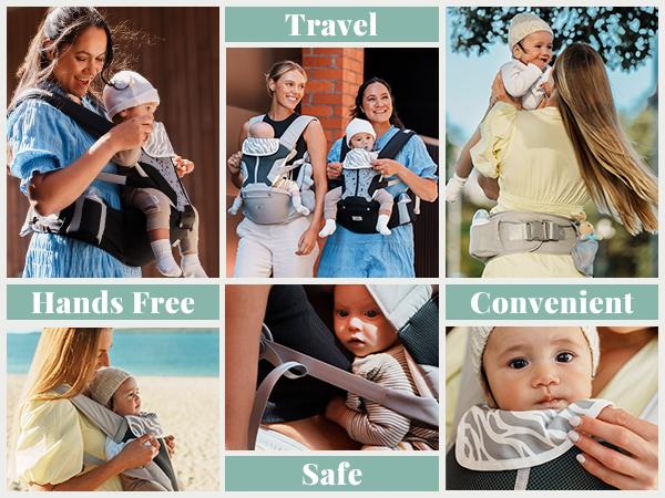 Baby Carrier, MOMTORY Safety-Certified 6-in-1 Baby Carrier Newborn to Toddler, Adjustable Detachable Infant Baby Hip Seat Carrier for 7-50lbs, All Seasons, Perfect for Shopping Travelling