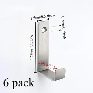 6 Pcs Stainless Steel Hooks, Towel Hooks Heavy Duty Wall Hooks Super Thick Pure Metal, for Hanging Towel, Coat, Backpack, Keys