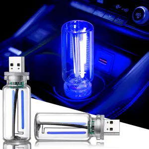 [Wholesale] 2PCS blue USB car night light bulbs, portable mini glass bottle night light, touch-adjustable USB plug-in car night light, mini decorative bulb, LED car interior light, bedroom light.