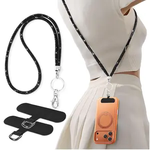 Shiny Mesh Neck Strap with Keychain, Detachable ID Holder, Id Badge Holder for Office, Teachers, Nurses, Women, Daily Use, Travel, Party, Office Supplies