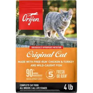 ORIJEN Grain Free High Protein Premium Dry Cat Food Six Fish Recipe 4lb Bag