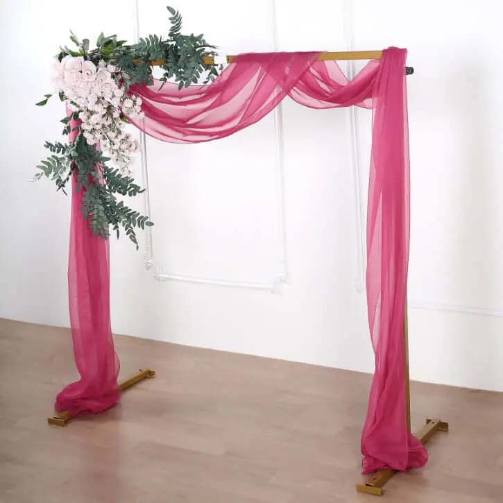 18ft Fuchsia Rose Sheer Organza Fabric for Wedding Arch Drapery, Window Scarf Valance, Party Backdrops & Banners