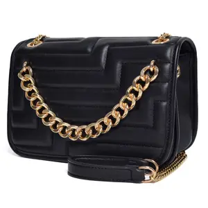 Small Crossbody Bags for Women Vegan Leather Shoulder Bag Quilted Cross Body Purse With Chain Straps For Daily Life Work Travel