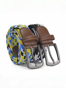 Elastic Braided Waistband with Alloy Buckle, No-Drill Canvas Belt, Adjustable Webbing Strap, Durable & Comfortable Design