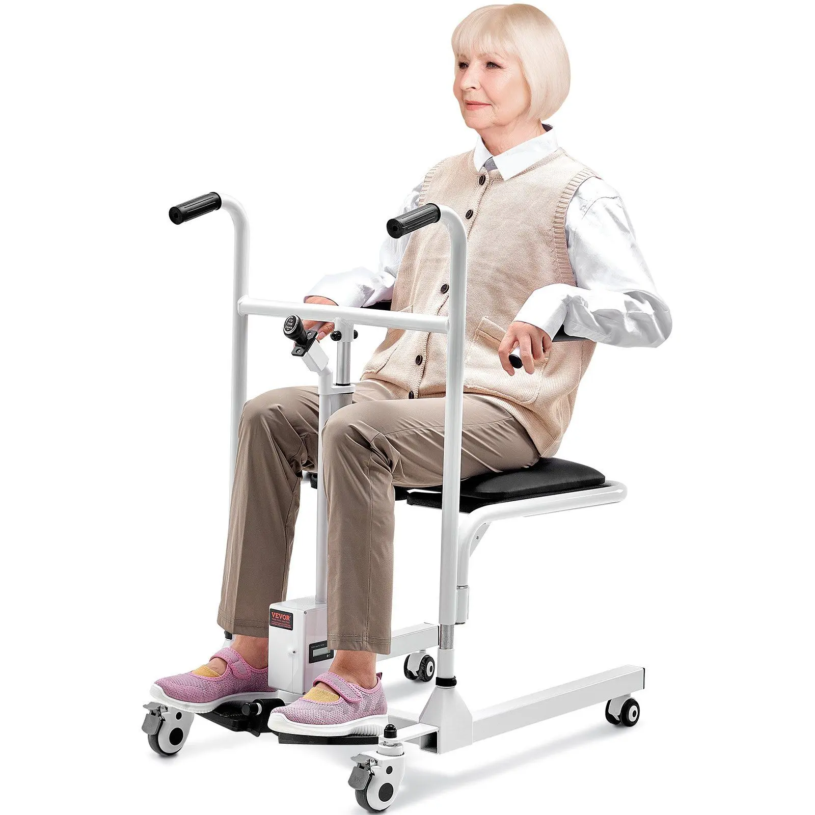 VEVOR Electric Patient Lift Chair - 180° Split Seat, Quiet Swivel Patient Transfer Wheelchair for Shower, Dining Room Use, Shower Chair