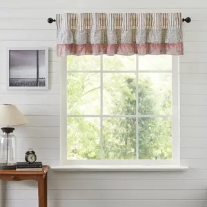 Kayley Ticking Blue Ruffled Valance