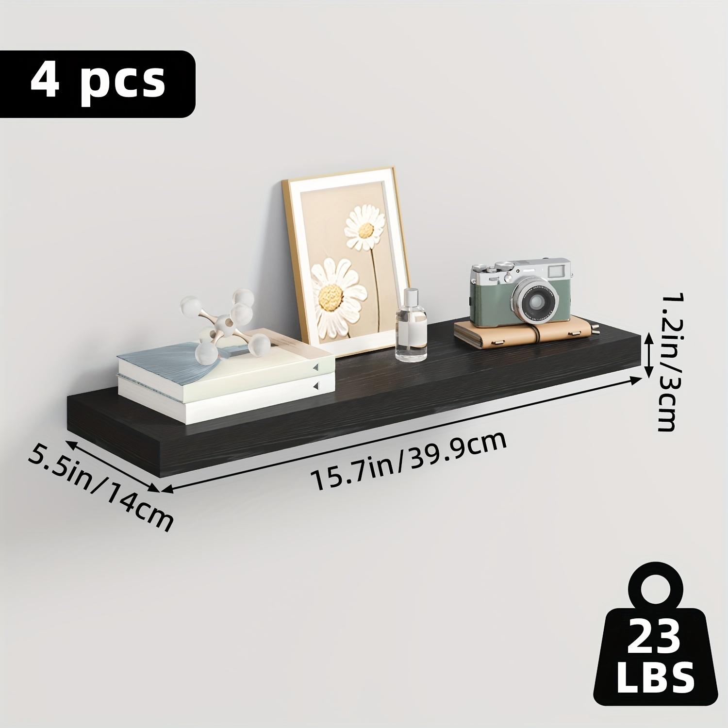 TOMNK 2/4/6pcs Floating Shelves, 15.7"/19.7"/ 22" Wood Hanging Shelf for Wall, Hanging Book Shelf for Wall Home Decor Living Room And Kitchen, Heavy Duty, Mounted Wood Shelves for Books, Bathroom, Storage Over Toilet