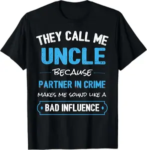 100% Cotton Funny Uncle Shirt, Uncle Partner In Crime from Niece Nephew T-Shirt