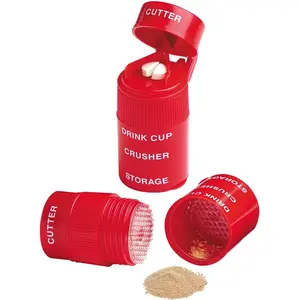 3 Grid Pill Crusher, 1 Count Portable Pill Cutter & Grinding Box, Detachable Pill Storage Box, Home Medicine Organizer for Vitamin, Pill, Healthcare