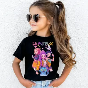 Toddler Girls' Cotton Kpop Tiger Print Graphic Art Tee, Casual Short-Sleeve Summer Everyday T-Shirt, Graphic Art Tees