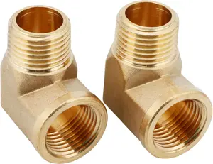 U.S. Solid Brass Hose Fitting Adapter 90 Degree Barstock Street Elbow NPT Female x NPT Male Pipe Fitting