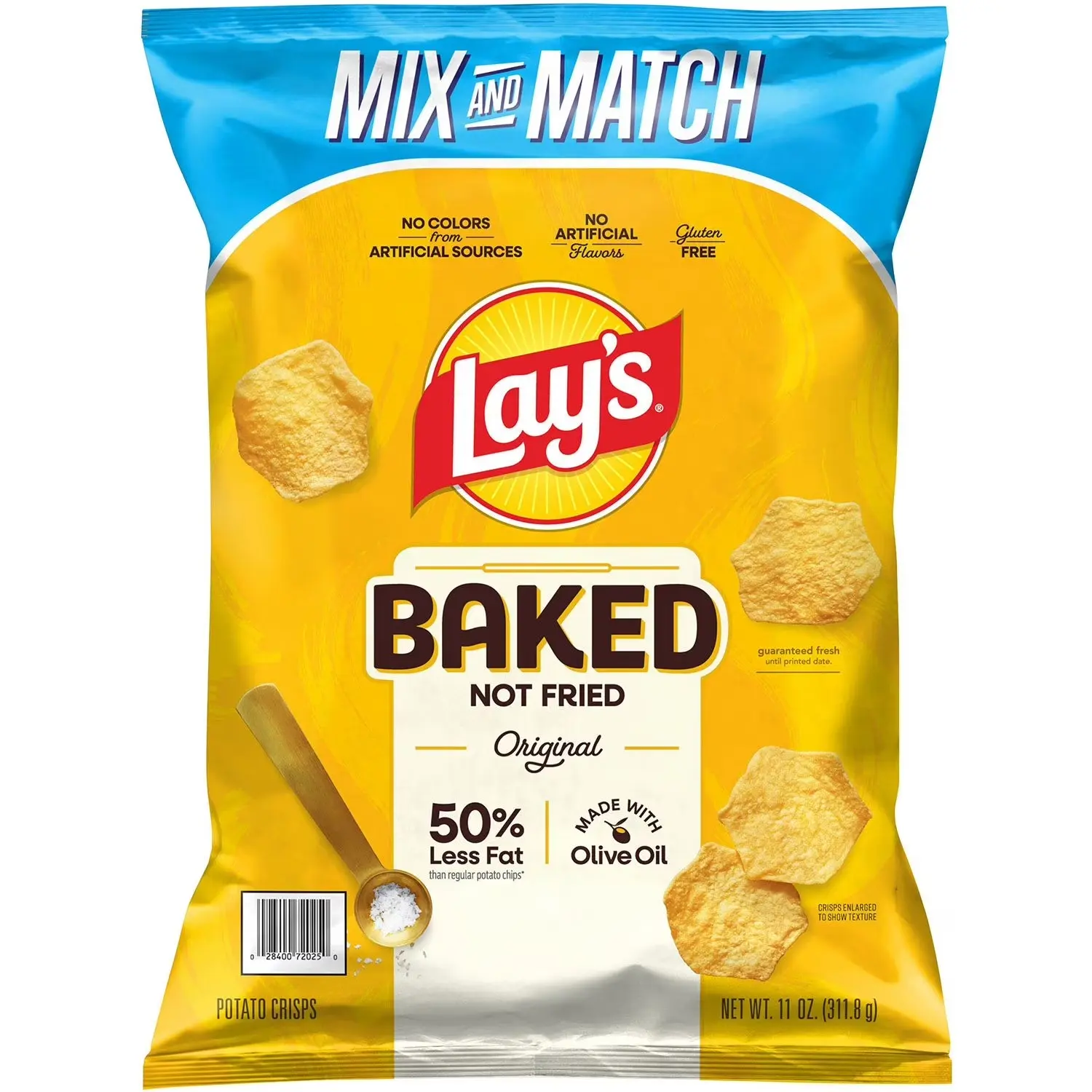Lay's Baked Original Potato Chips - Pepsico Gluten-Free Ambient Snack, Crispy Classic Flavor, 11 oz, 101 to 200 Calories