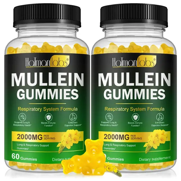 2026 SALE !!! Mullein Gummies for Lungs, Mullein Extract for Smokers - Support Lung & Respiratory Health, Soothes Throat Irritation, Boost Immune - Mullein Leaf Extract for Lungs, Breathe Easier (2 Pack)