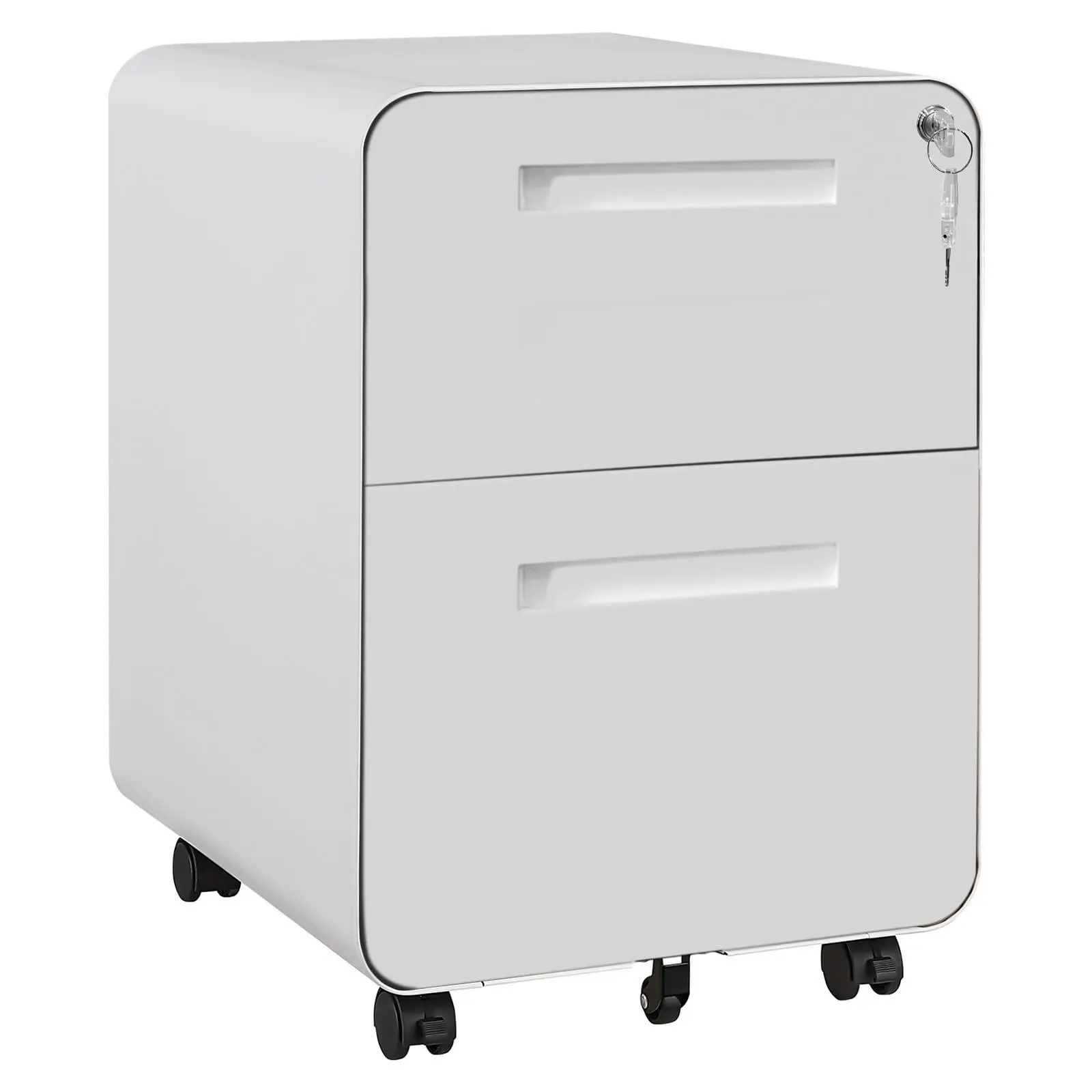 Mobile File Cabinet with Lock, 2 Drawer File Cabinet with Lock | 2 Drawer Under Desk Metal Rolling Filing Cabinets for Home Office Letters/Legal/A4, Fully Assembled
