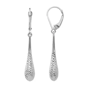 LeCalla 925 Sterling Silver Leverback Drop Earrings | Silver Drop Dangle Earring Jewelry | Diamond-Cut Leverback Earrings for Women - 38mm
