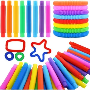 Easter Basket Stuffers for Toddlers Kids,60 Pack Pop Tubes with 10 Colors, Stress Relief Toys for Kids & Adults, Autism Sensory Toys, Party Favors, Classroom Prizes, Travel & Therapy