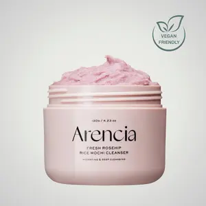 Arencia Fresh Rosehip Rice Mochi Cleanser 120g - Vegan Friendly Facial Foam with Rosehip Oil & Rice Bran for Radiant & Smooth Skin