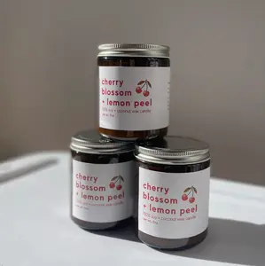Cherry Blossom + Lemon Peel Candle - With Notes of Cherry Blossom, Lemon Peel, Musk + Sandalwood - Natural Soy and Coconut Wax Candle