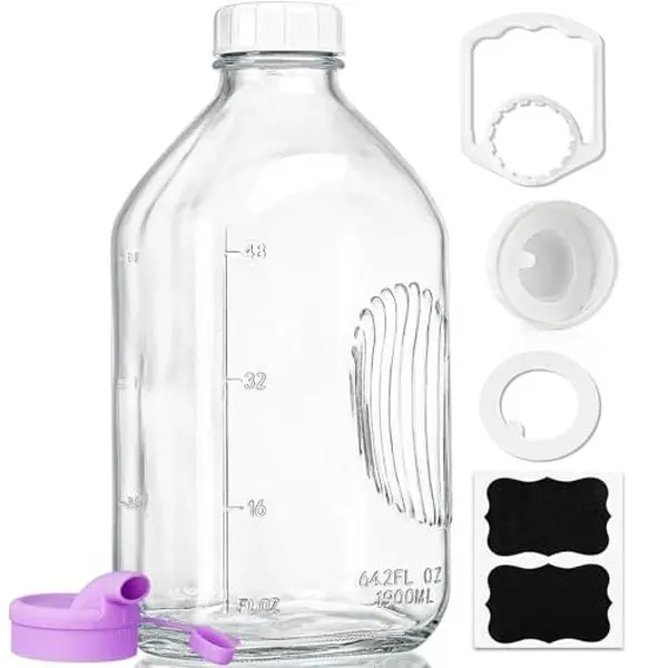 Ritayedet 64 Oz Glass Milk Bottle with Lid (Half Gallon) – Keep your milk, juices, and cold beverages fresh