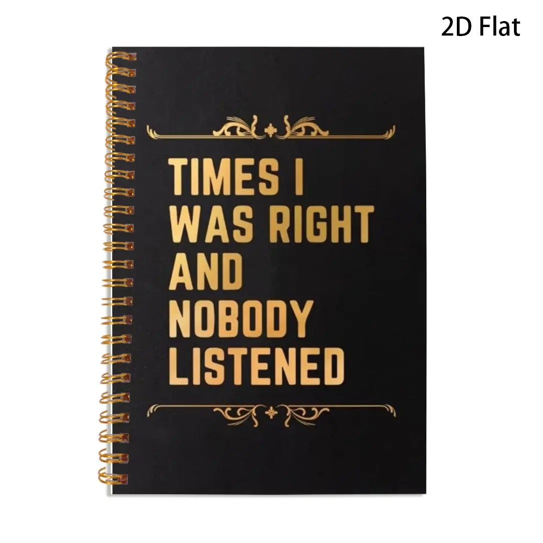 Gold Spiral Notebook with 'i Was Right' Cover, 50 Pages High-Quality Paper, Writing Notebook, Ideal for University & Office Use, Stylish Design, Spiral Bound Notebook, Spiral Coil Notebook