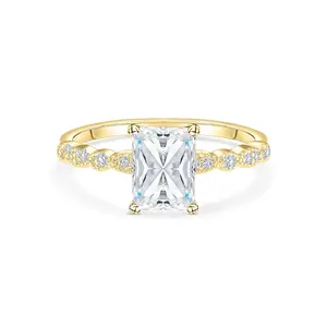 The Alexandria - Gold | Modern Gents Gold Vintage Radiant Cut Ring | 18k Gold Plated 925 Sterling Silver Jewelry
