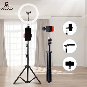 UEGOGO 10" Dimmable LED Ring Light with 43" Tripod & Phone Holder, USB Powered for Live Streaming/Zoom/Photography, Adjustable Brightness - Cellphone Selfie Smartphone