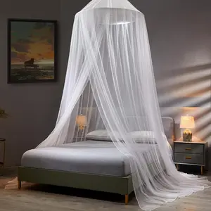 Mosquito Net Bed Canopy for Girls, King Queen Size Ceiling Dome Mosquito Netting Bed Tent Canopy Bed Decor for Baby Crib Kid Bed and Adult Beds (White Dome)